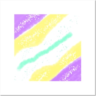 Yellow purple watercolor abstract art Posters and Art